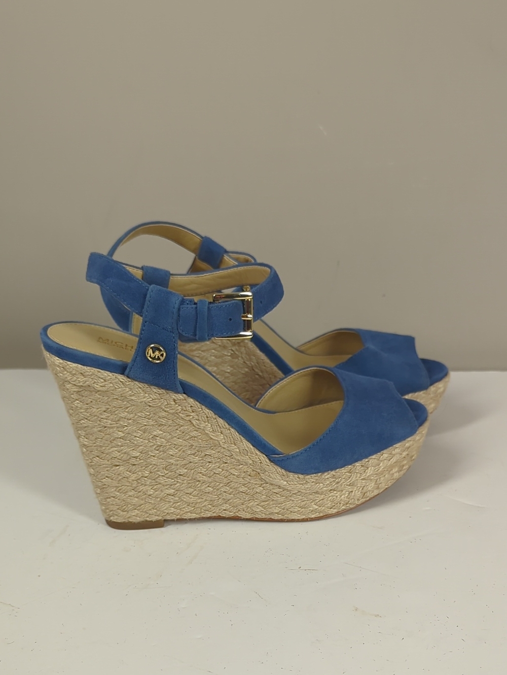 MICHAEL Michael Kors Carlyn Espadrille Wedge Sandal Suede Blue 7